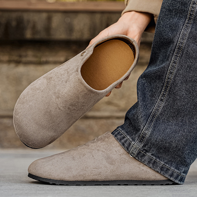 Insole Arch Support - Men Suede Leather Slippers Mules Women